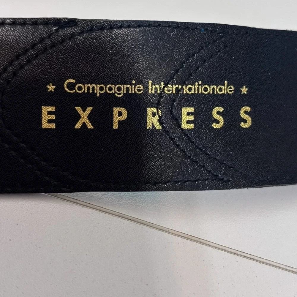 Express Vintage 80s Colorblock Suede Belt Small Blue Green Statement Artsy Funky